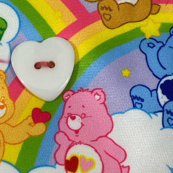 UNIQUE VINTAGE x Care Bears Rainbow Print Mini Skirt Heart Pockets White XS - Picture 3 of 14